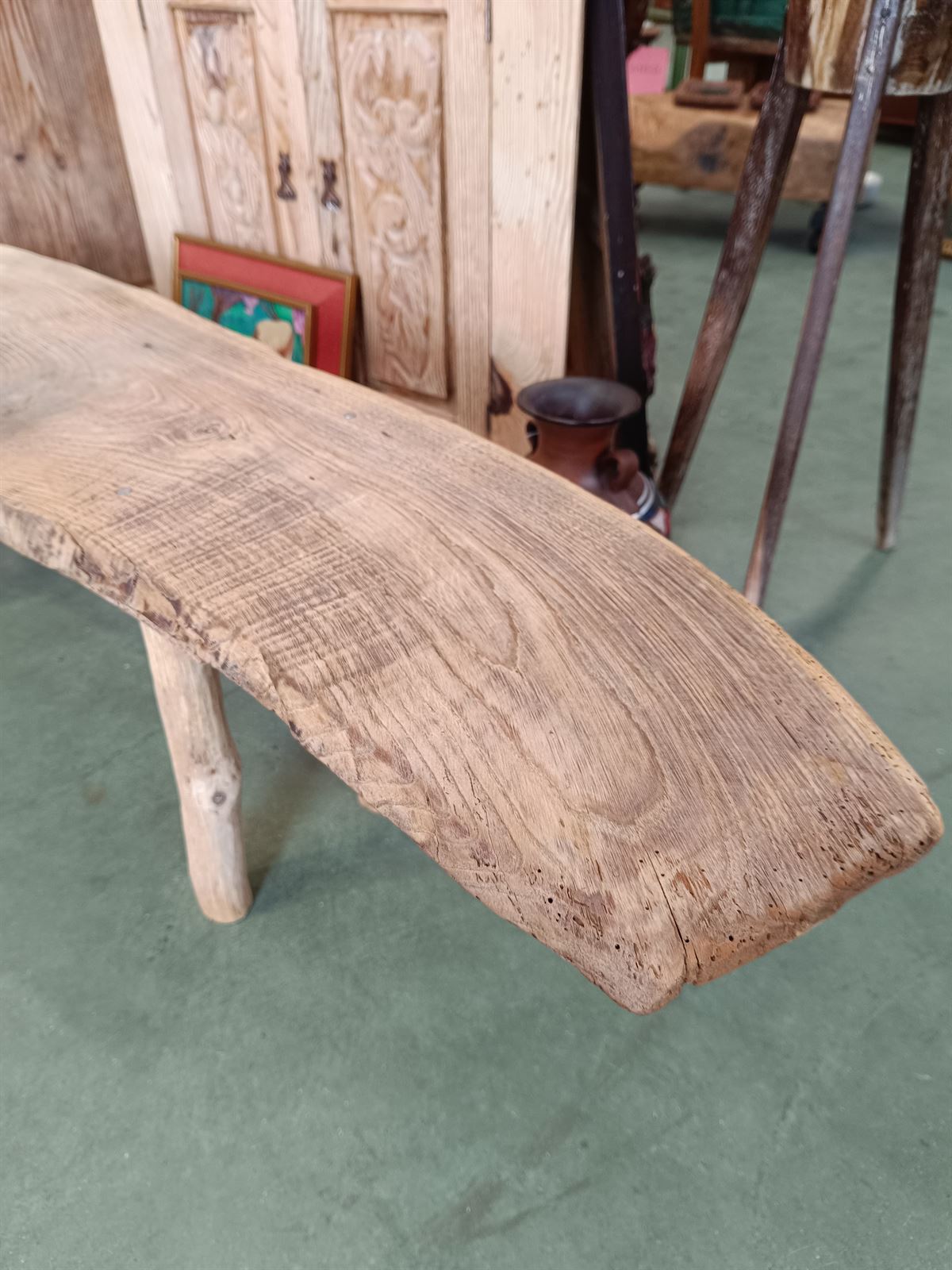 Banco antiguo rústico de madera - Imagen 3