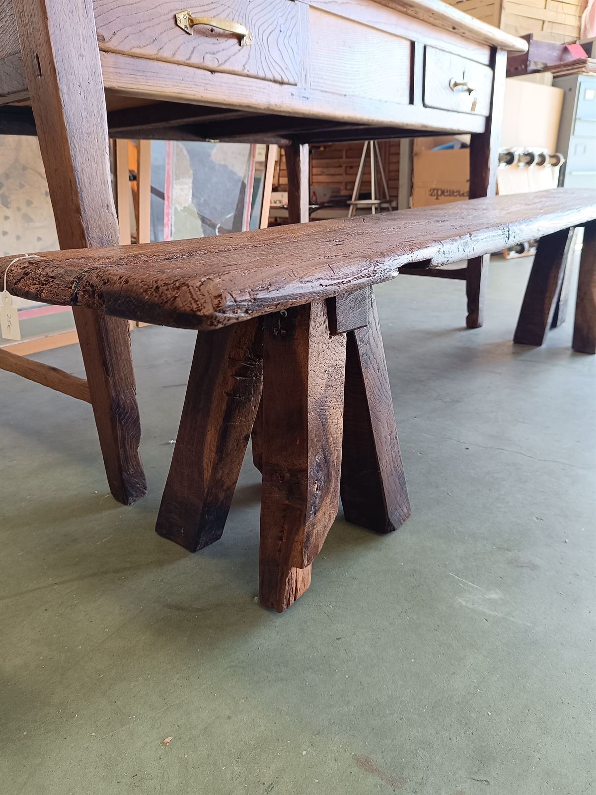 Banco rústico de madera de castaño - Imagen 6