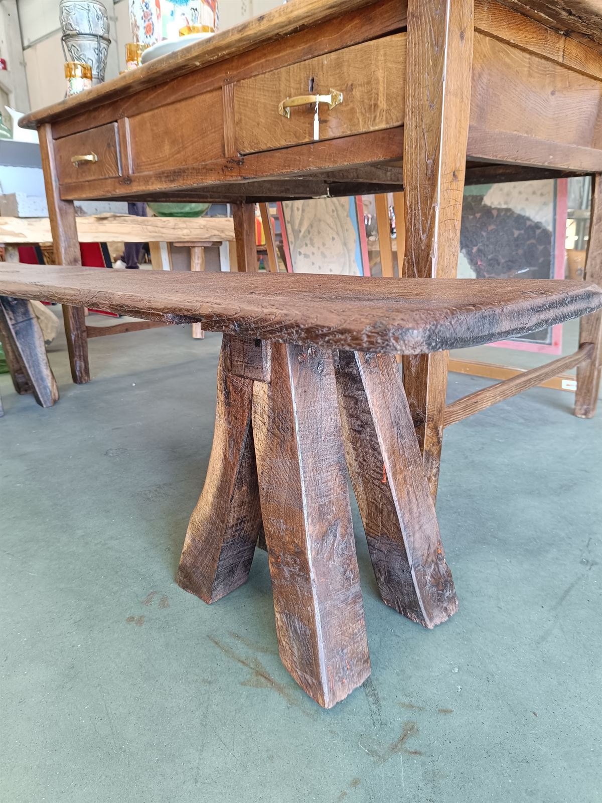 Banco rústico de madera de castaño - Imagen 8