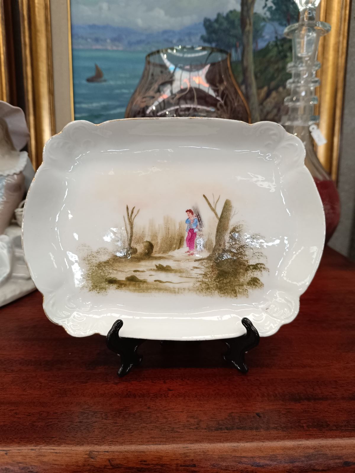 Bandeja antigua Limoges de porcelana - Imagen 1