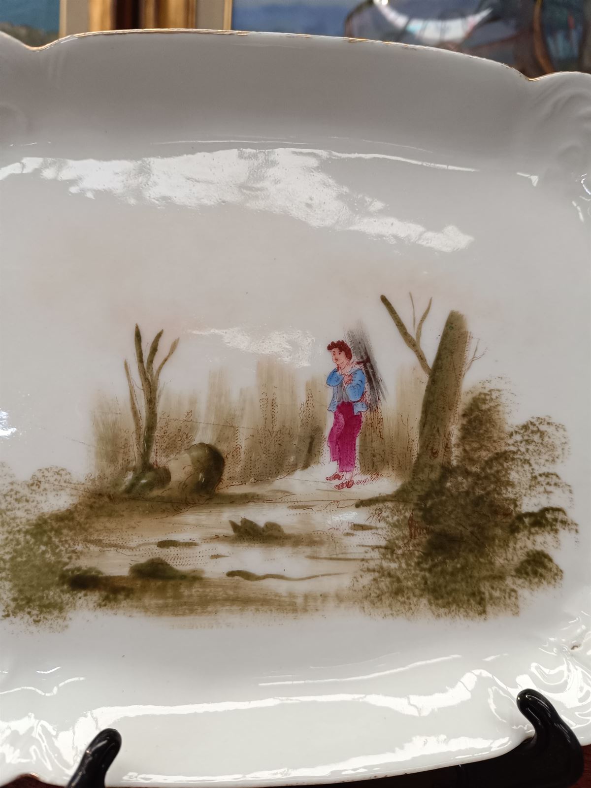 Bandeja antigua Limoges de porcelana - Imagen 3