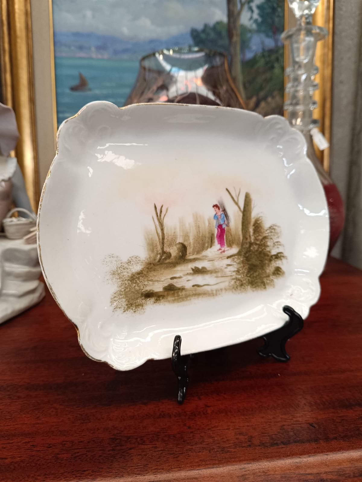 Bandeja antigua Limoges de porcelana - Imagen 6