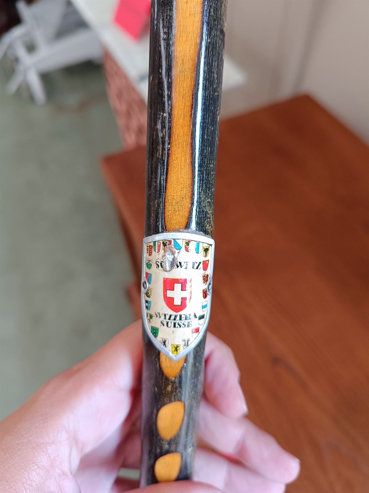 Bastón suizo antiguo de madera - Imagen 7