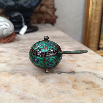 Caja salero indio de plata y cloisonne - Imagen 2