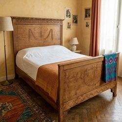 Cama en madera de roble años 30 - Imagen 1