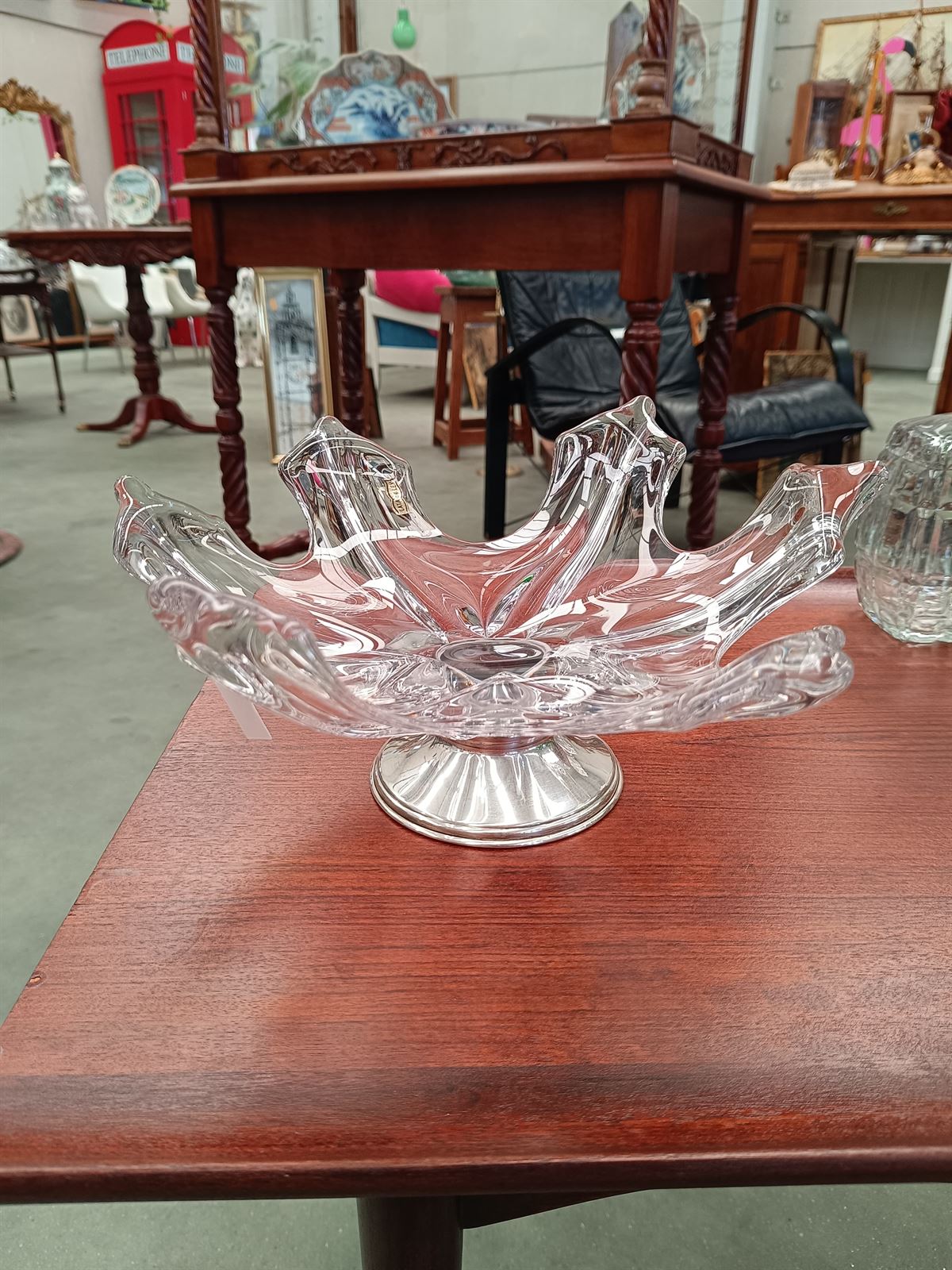 Centro de mesa cristal Murano y plata - Imagen 1