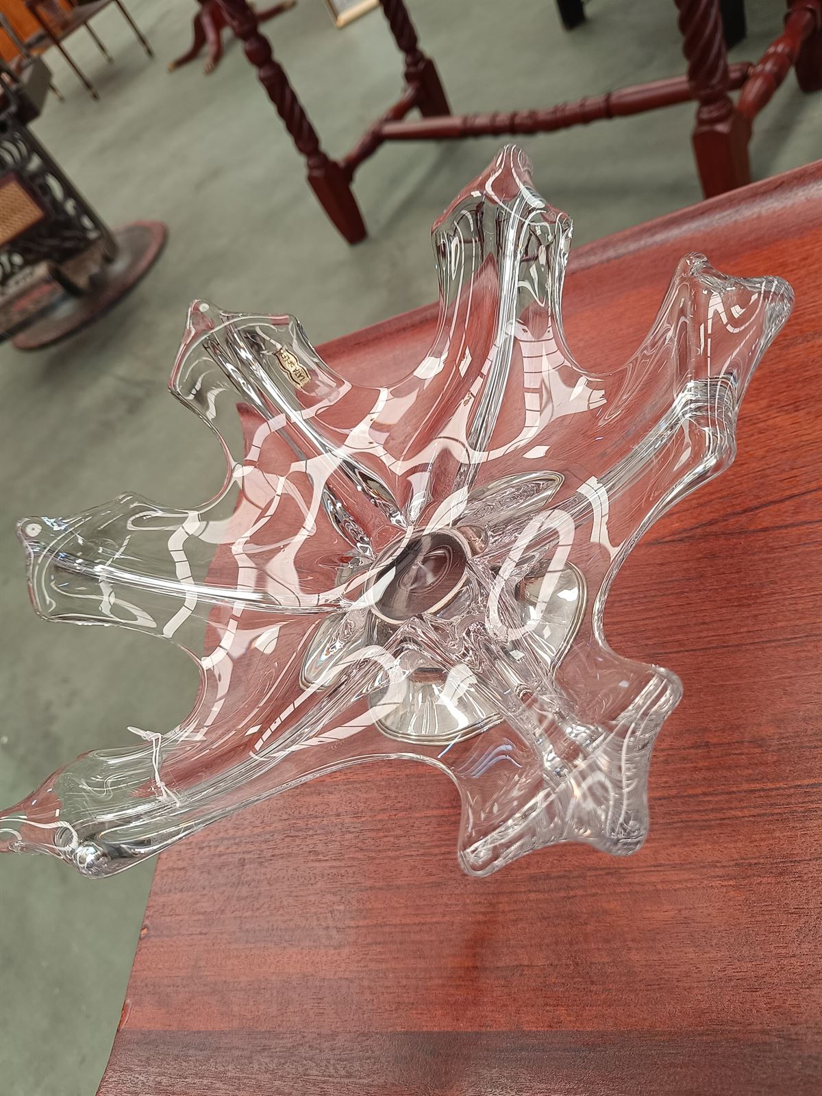 Centro de mesa cristal Murano y plata - Imagen 2