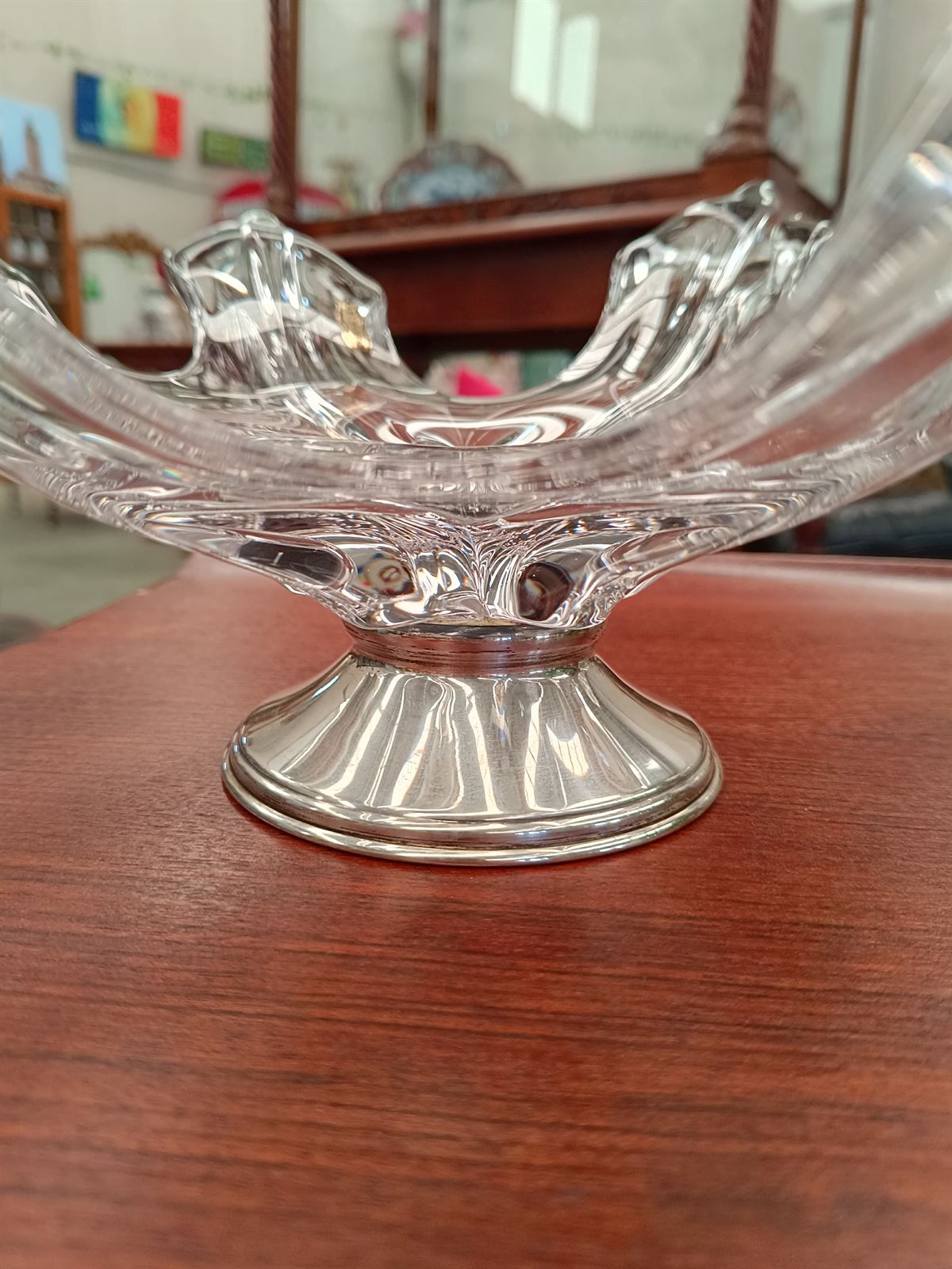 Centro de mesa cristal Murano y plata - Imagen 3