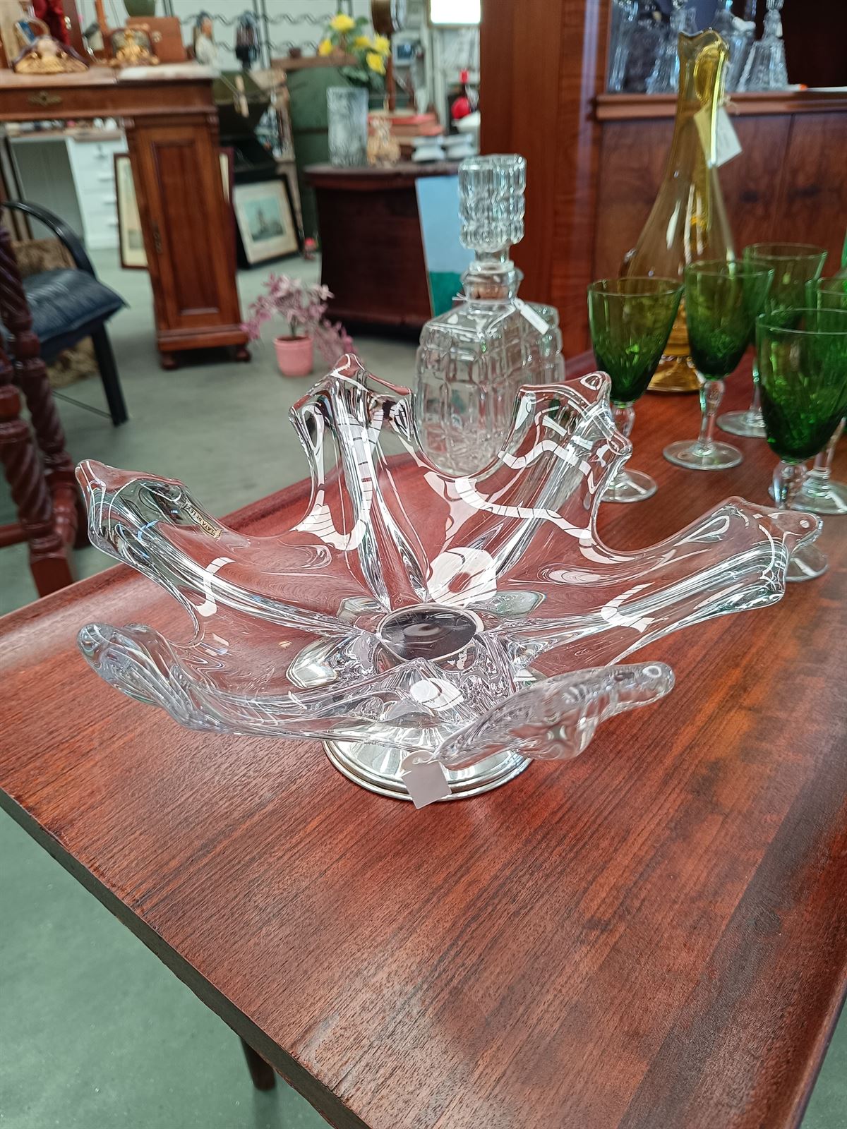 Centro de mesa cristal Murano y plata - Imagen 4