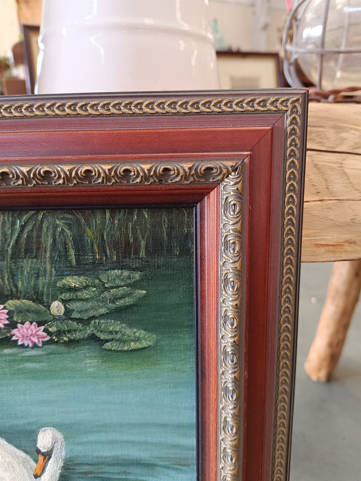 Cuadro pintura familia de cisnes - Imagen 4