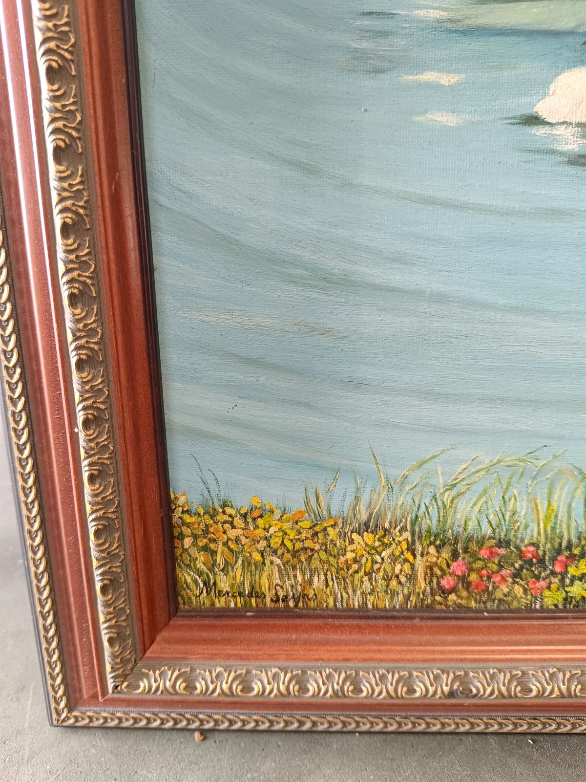 Cuadro pintura familia de cisnes - Imagen 5