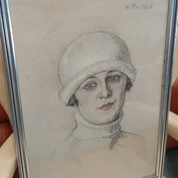 Cuadro retrato al carboncillo de época - Imagen 1