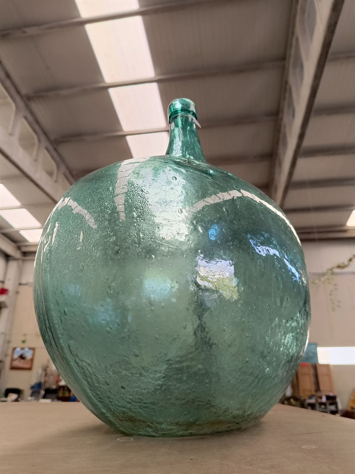 Damajuana de vidrio soplado verde - Imagen 4