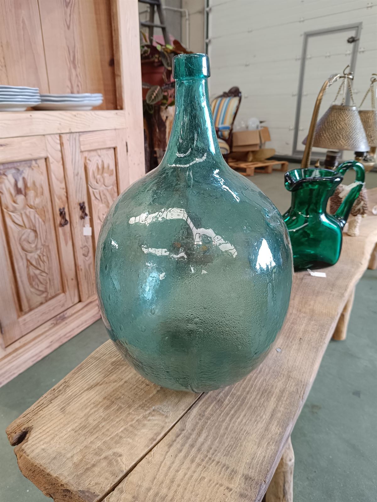 Damajuana de vidrio soplado verde - Imagen 7
