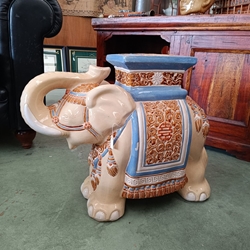 Elefante taburete peana de cerámica vintage - Imagen 1