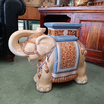 Elefante taburete peana de cerámica vintage - Imagen 1