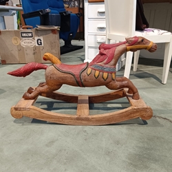 Escultura caballo balancín de madera - Imagen 1