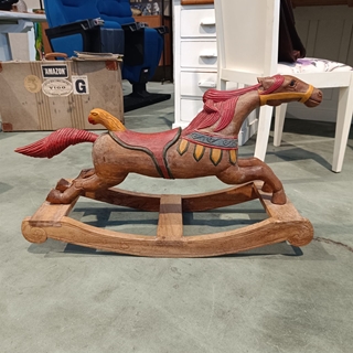 Escultura caballo balancín de madera - Imagen 1