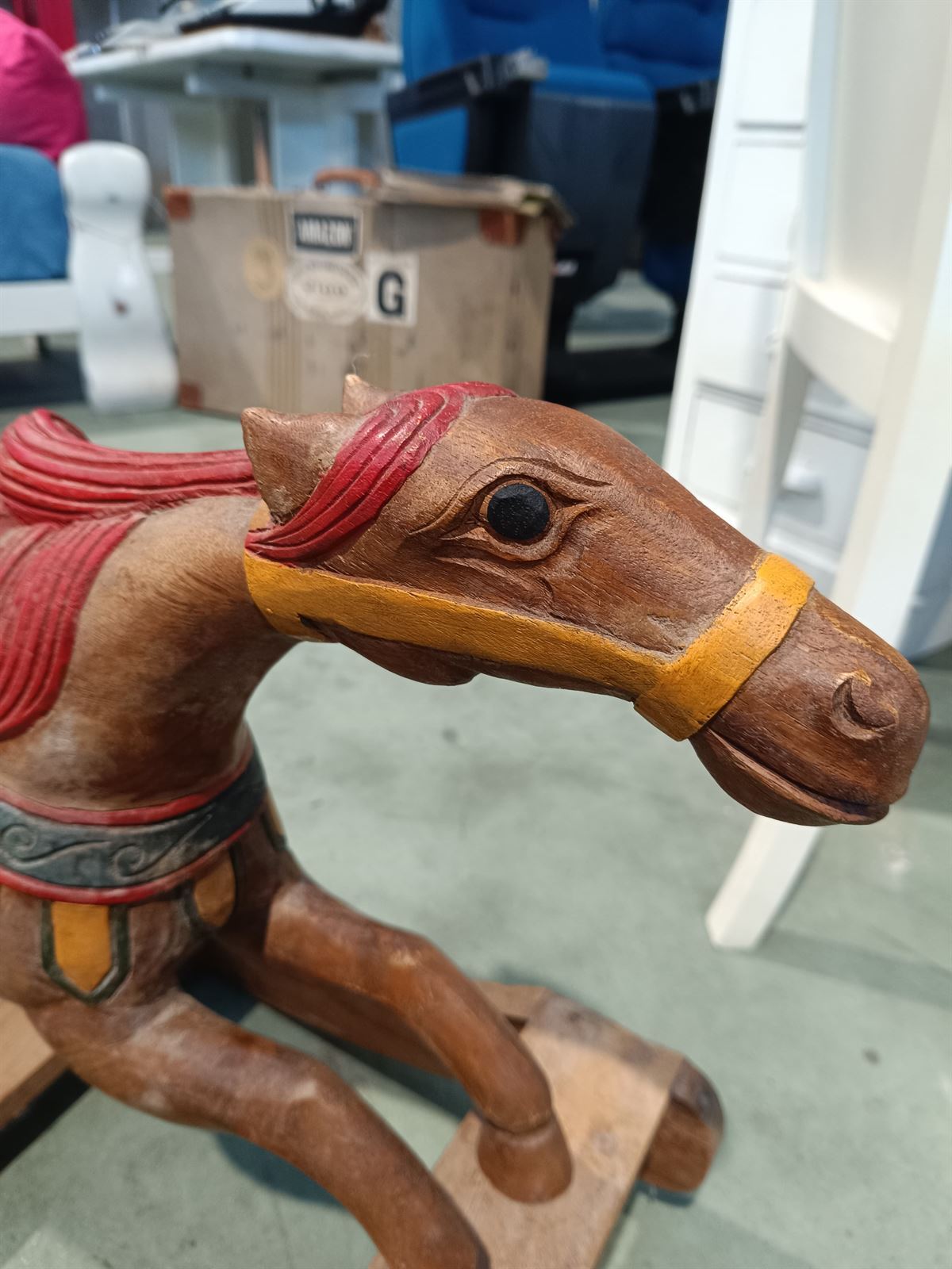 Escultura caballo balancín de madera - Imagen 3