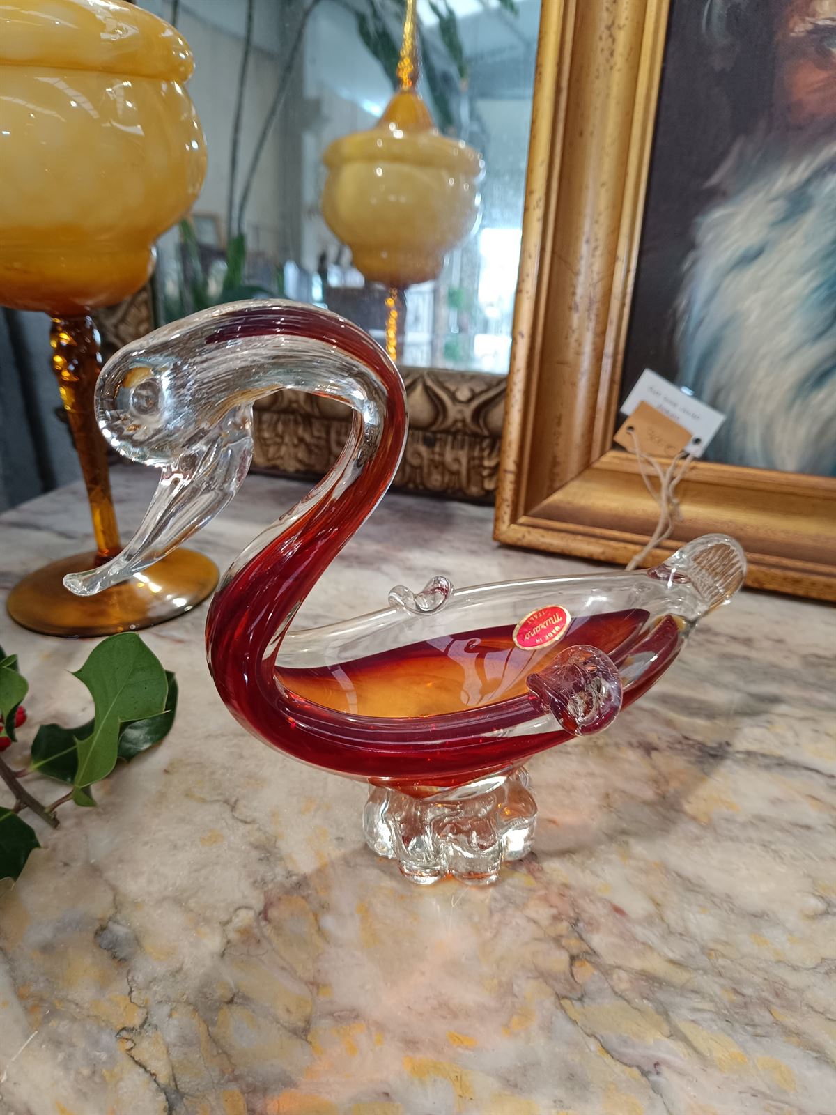 Figura cisne de cristal de Murano Italy - Imagen 1