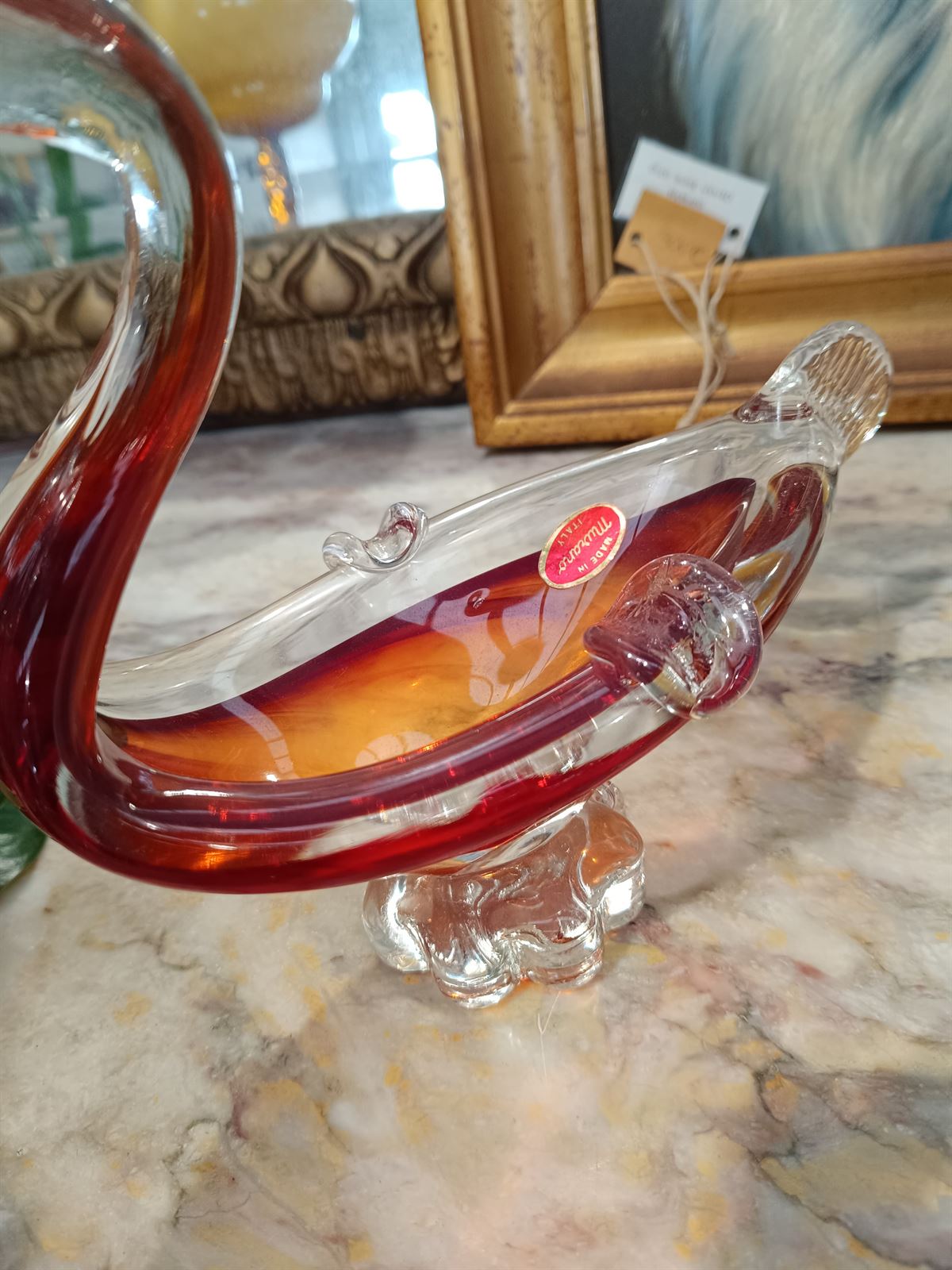 Figura cisne de cristal de Murano Italy - Imagen 3