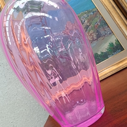 Gran jarrón rosa de cristal - Imagen 2