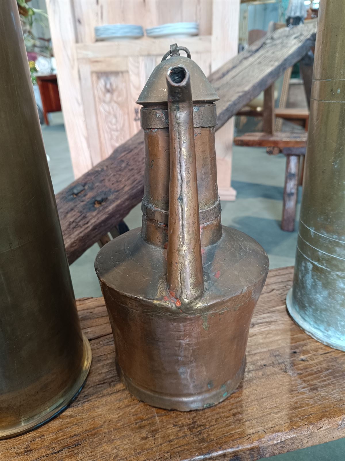 Jarra aceitera antigua de cobre - Imagen 5