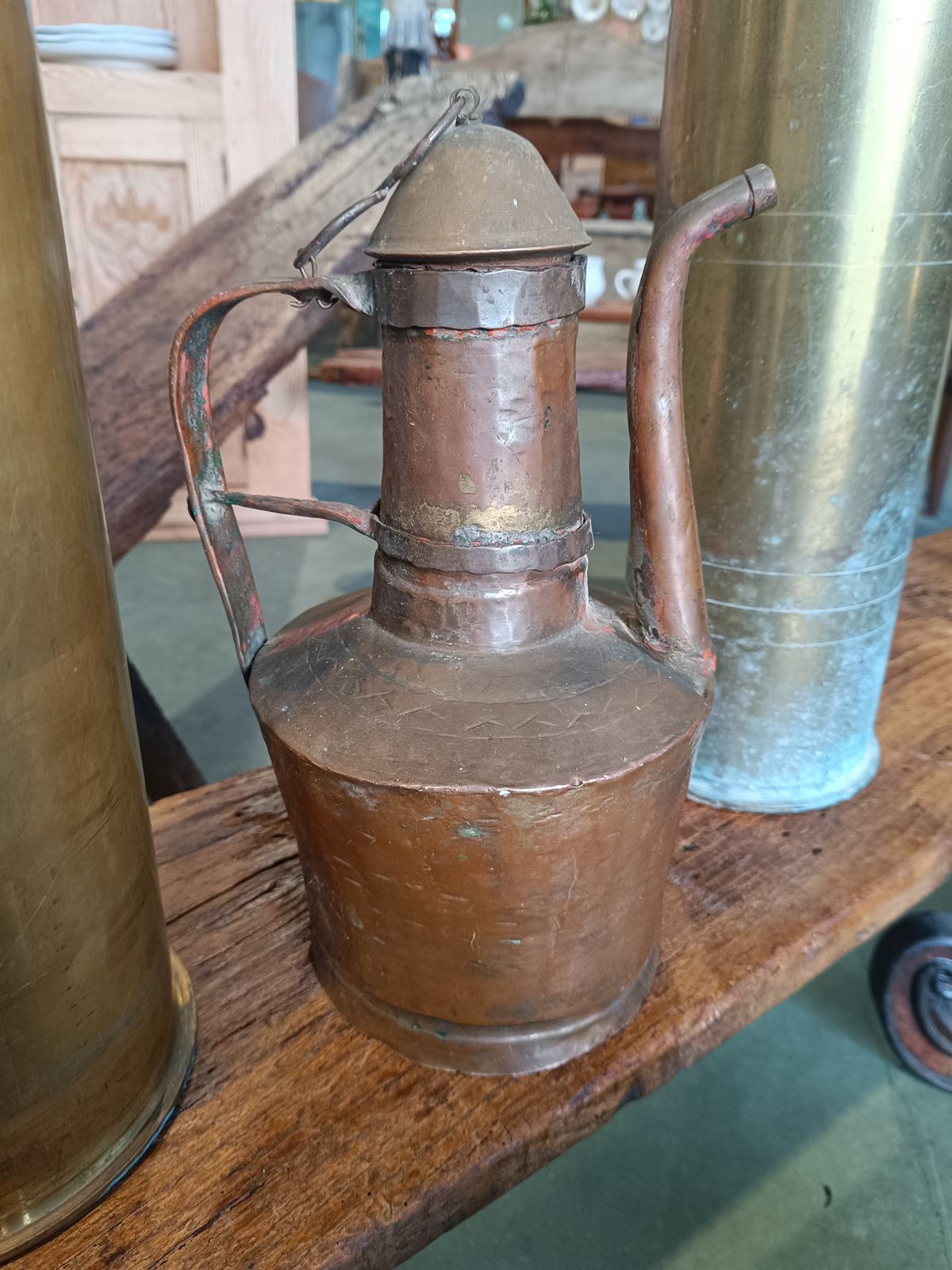 Jarra aceitera antigua de cobre - Imagen 6