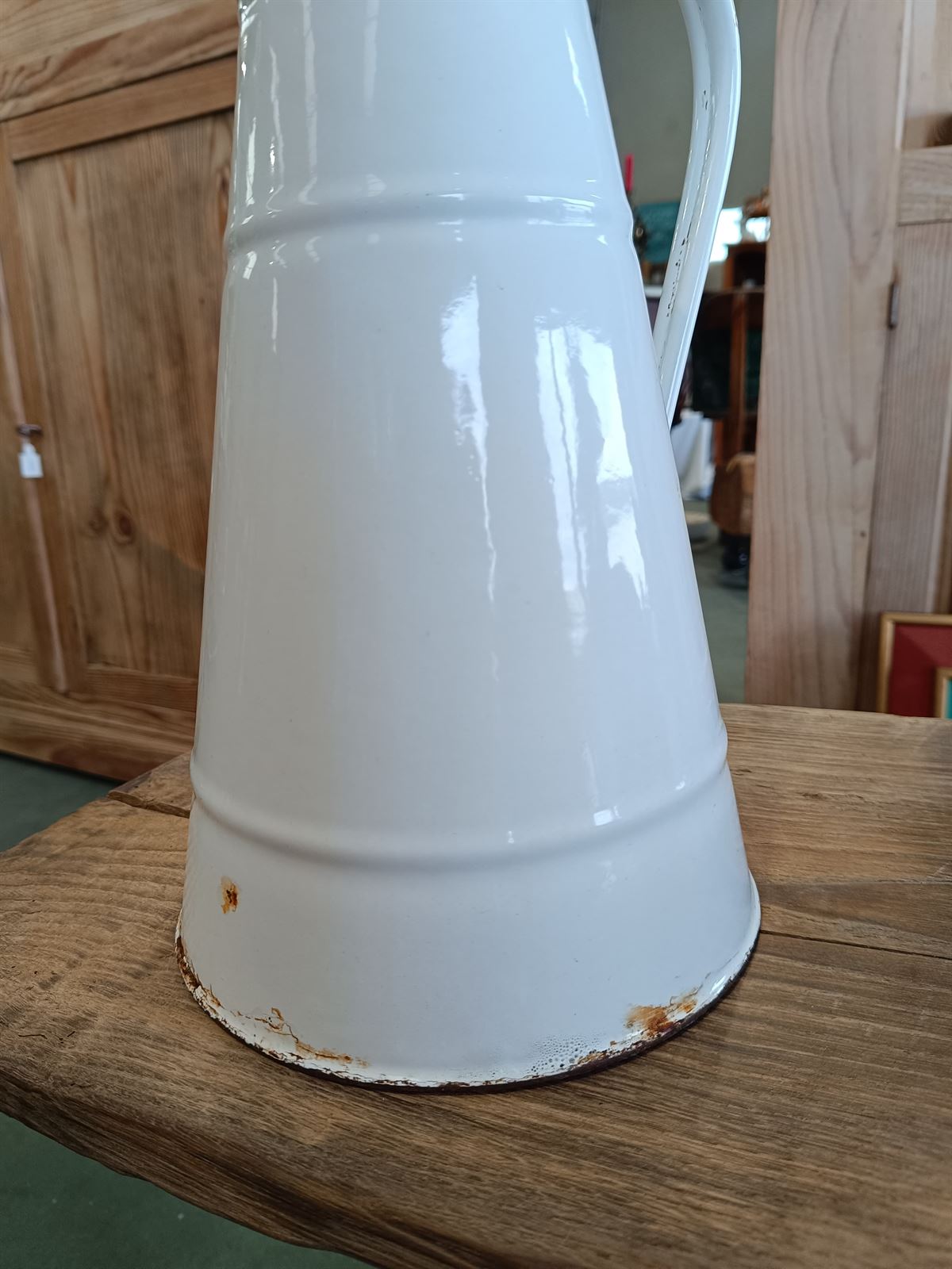 Jarra antigua esmaltada de metal - Imagen 3