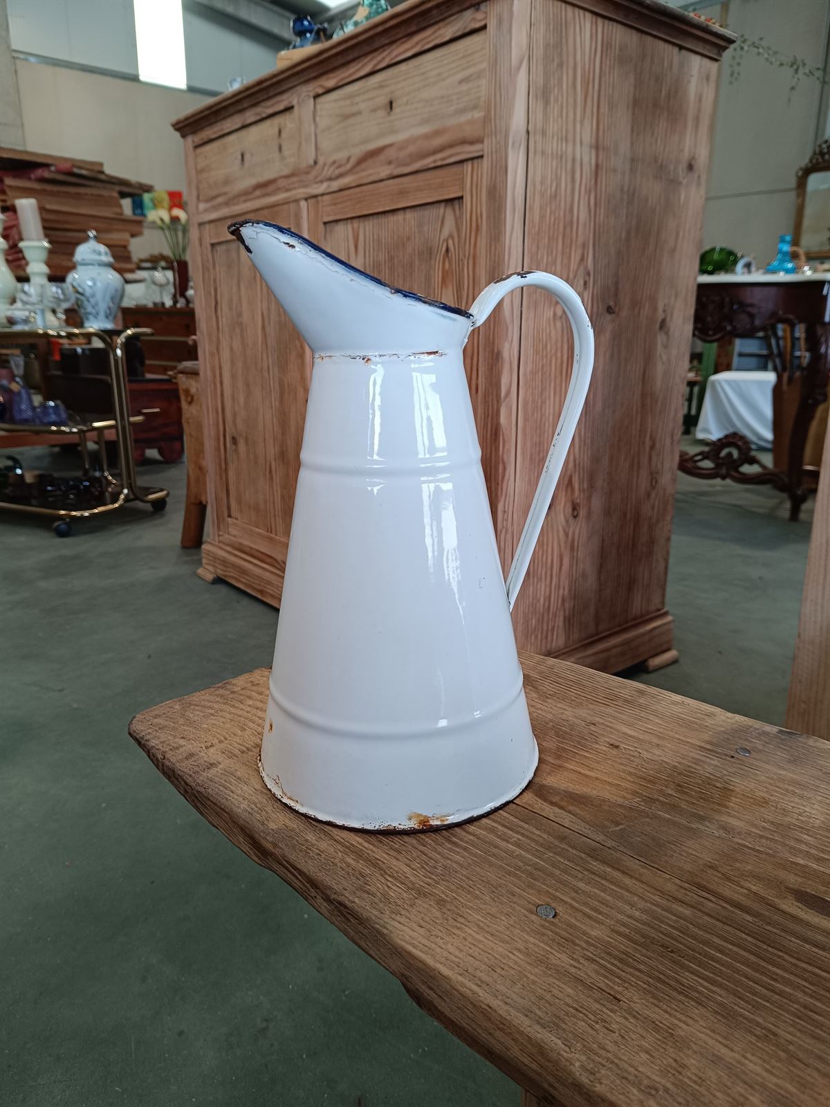 Jarra antigua esmaltada de metal - Imagen 6