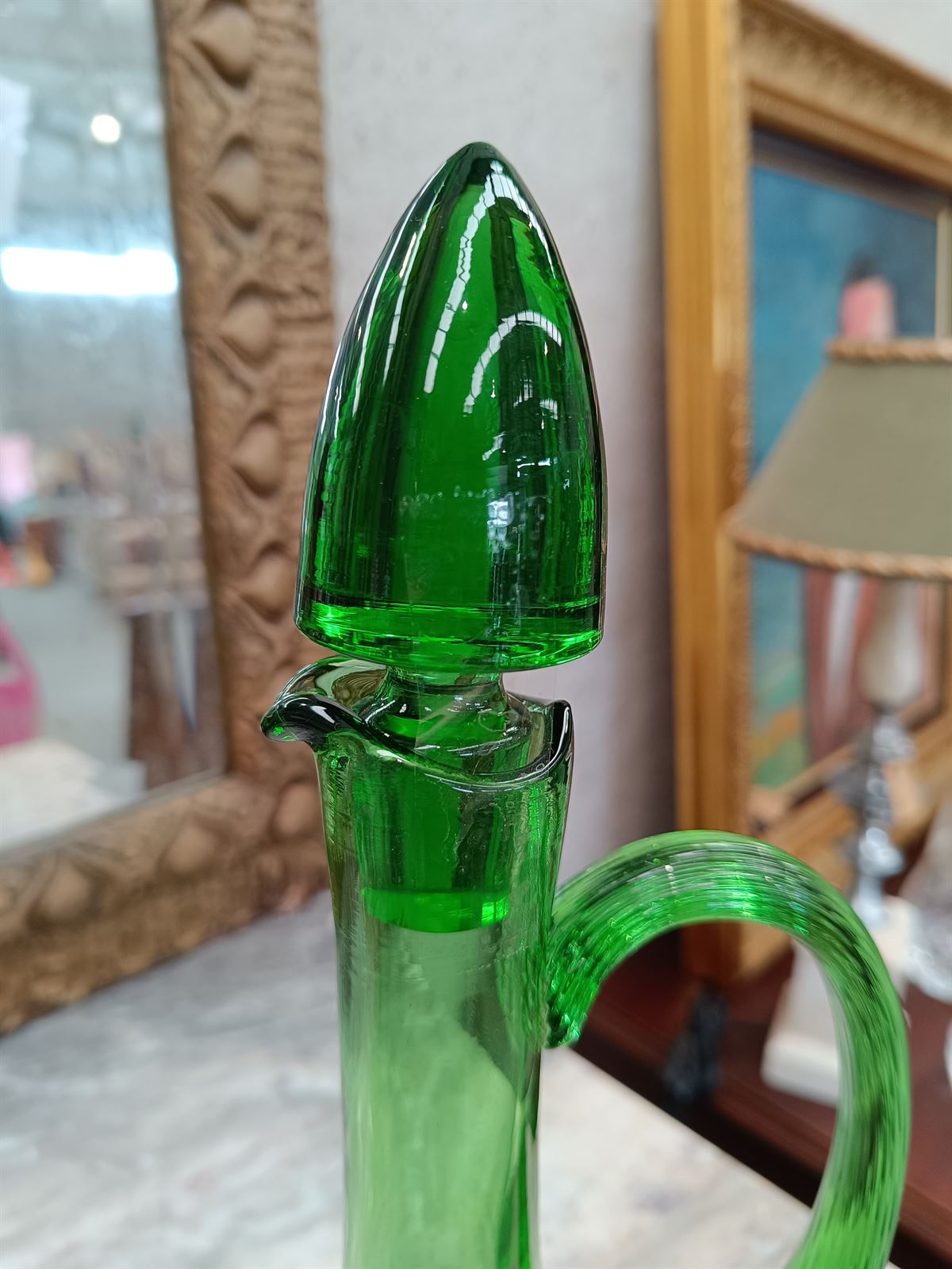 Jarra verde de cristal soplado - Imagen 3