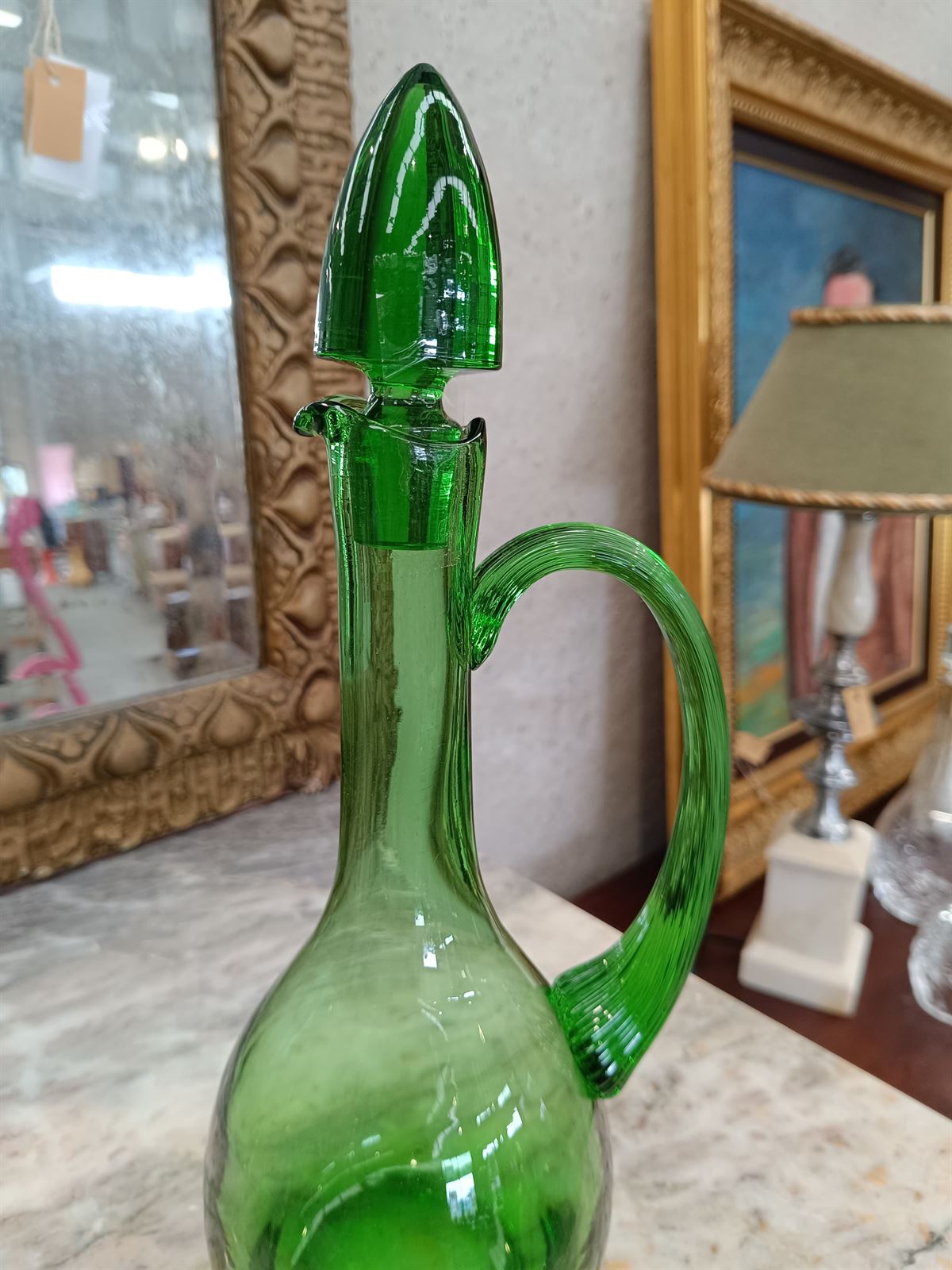 Jarra verde de cristal soplado - Imagen 5