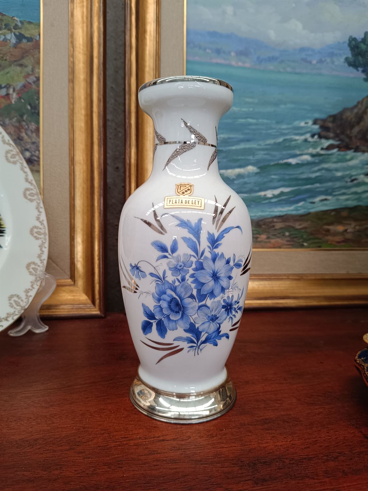 Jarrón de cerámica y plata de ley - Imagen 1