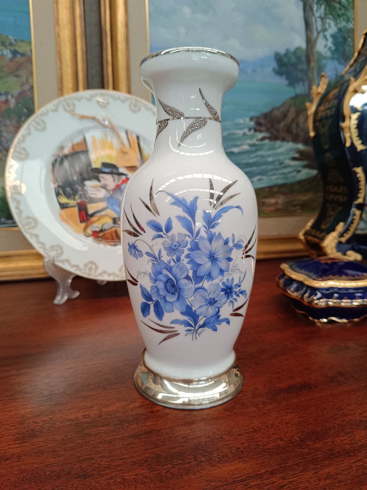 Jarrón de cerámica y plata de ley - Imagen 7