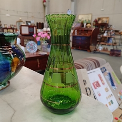 Jarrón Florero cristal verde y dorado - Imagen 1