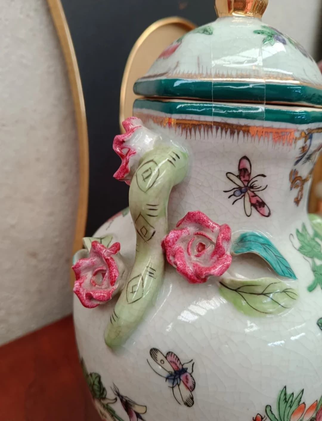 Jarrón Tíbor oriental de cerámica - Imagen 3