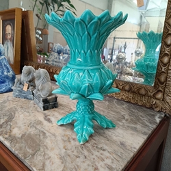 Jarrón turquesa cerámica de Manises - Imagen 1