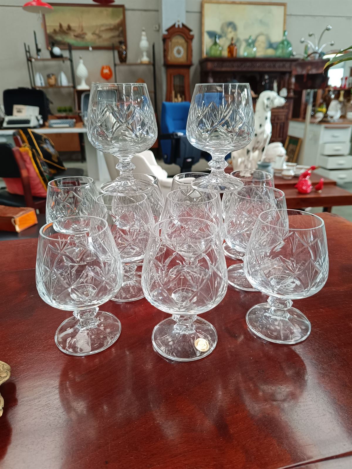 Juego 12 copas de cognac cristal tallado - Imagen 1