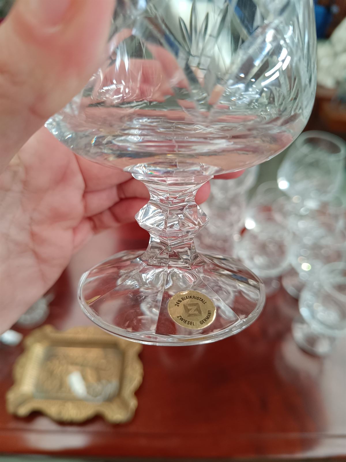 Juego 12 copas de cognac cristal tallado - Imagen 3