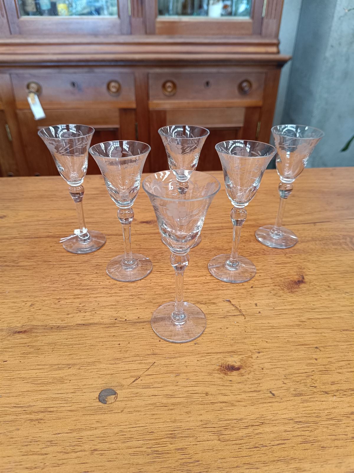Juego 6 copas para licor de cristal tallado - Imagen 2
