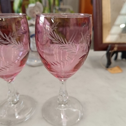 Juego copas rosas de cristal tallado - Imagen 2