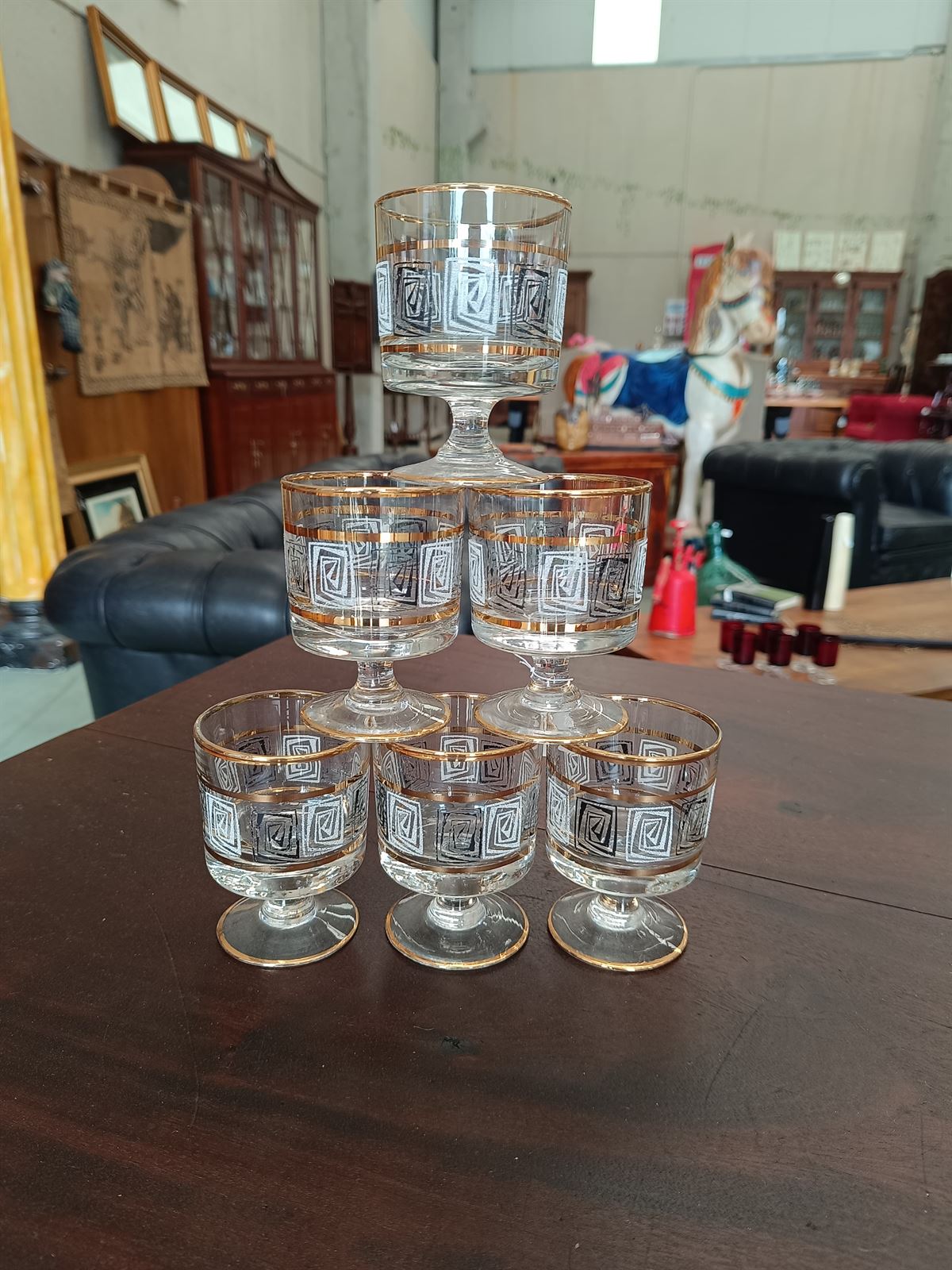 Juego de 6 copas de cristal años 70 - Imagen 1
