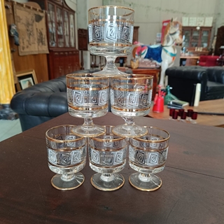 Juego de 6 copas de cristal años 70 - Imagen 1