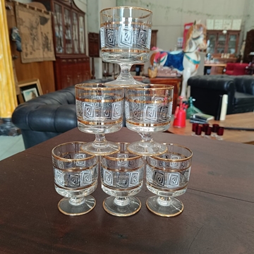 Juego de 6 copas de cristal años 70 - Imagen 1