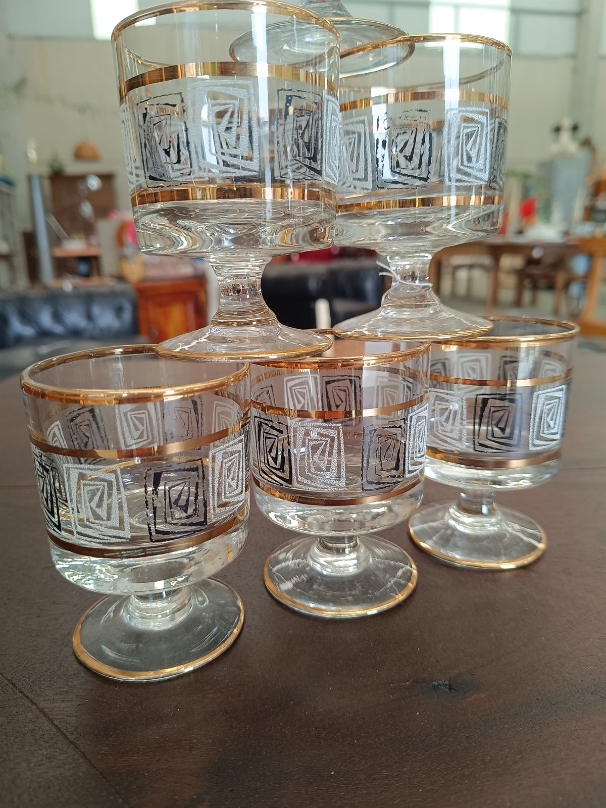 Juego de 6 copas de cristal años 70 - Imagen 2