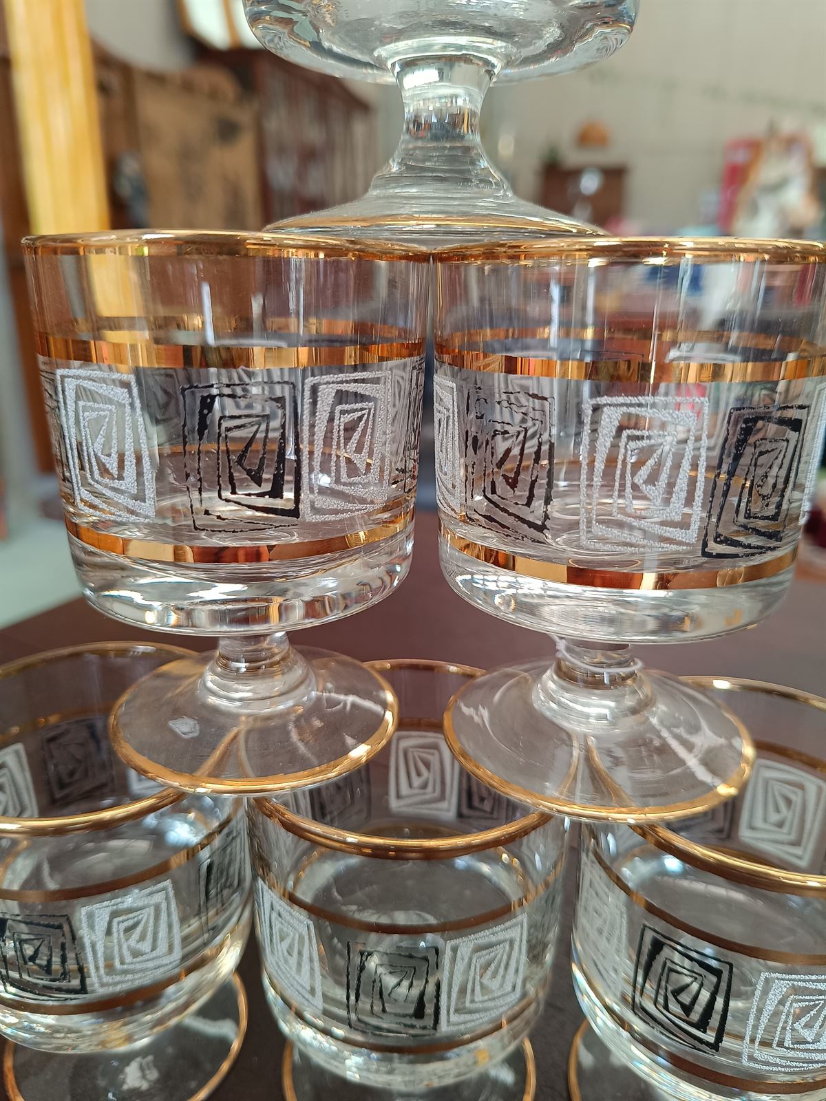 Juego de 6 copas de cristal años 70 - Imagen 4