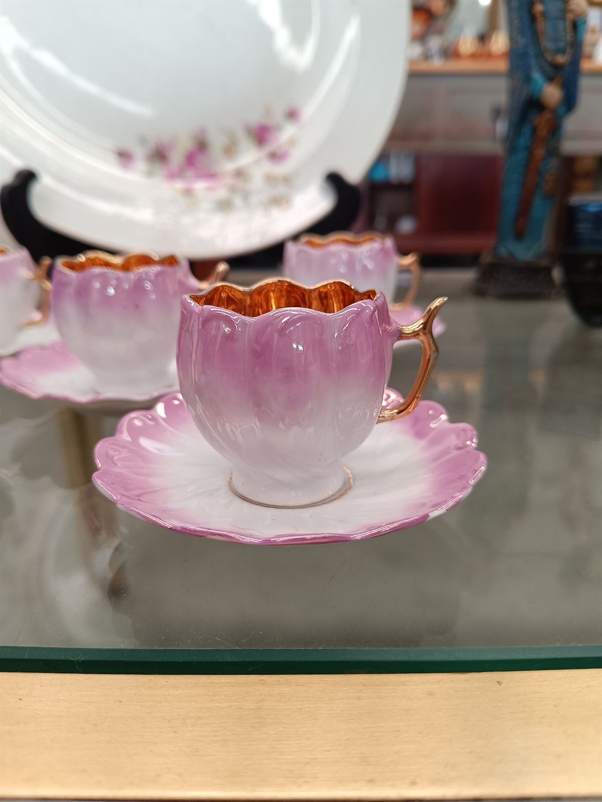 Juego de café flor francés de porcelana - Imagen 2