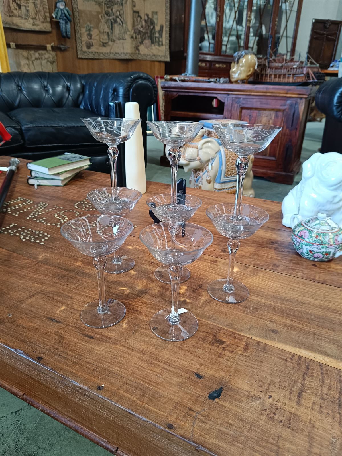 Juego de copas de champán cristal tallado - Imagen 1