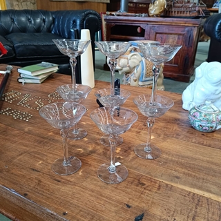 Juego de copas de champán cristal tallado - Imagen 1