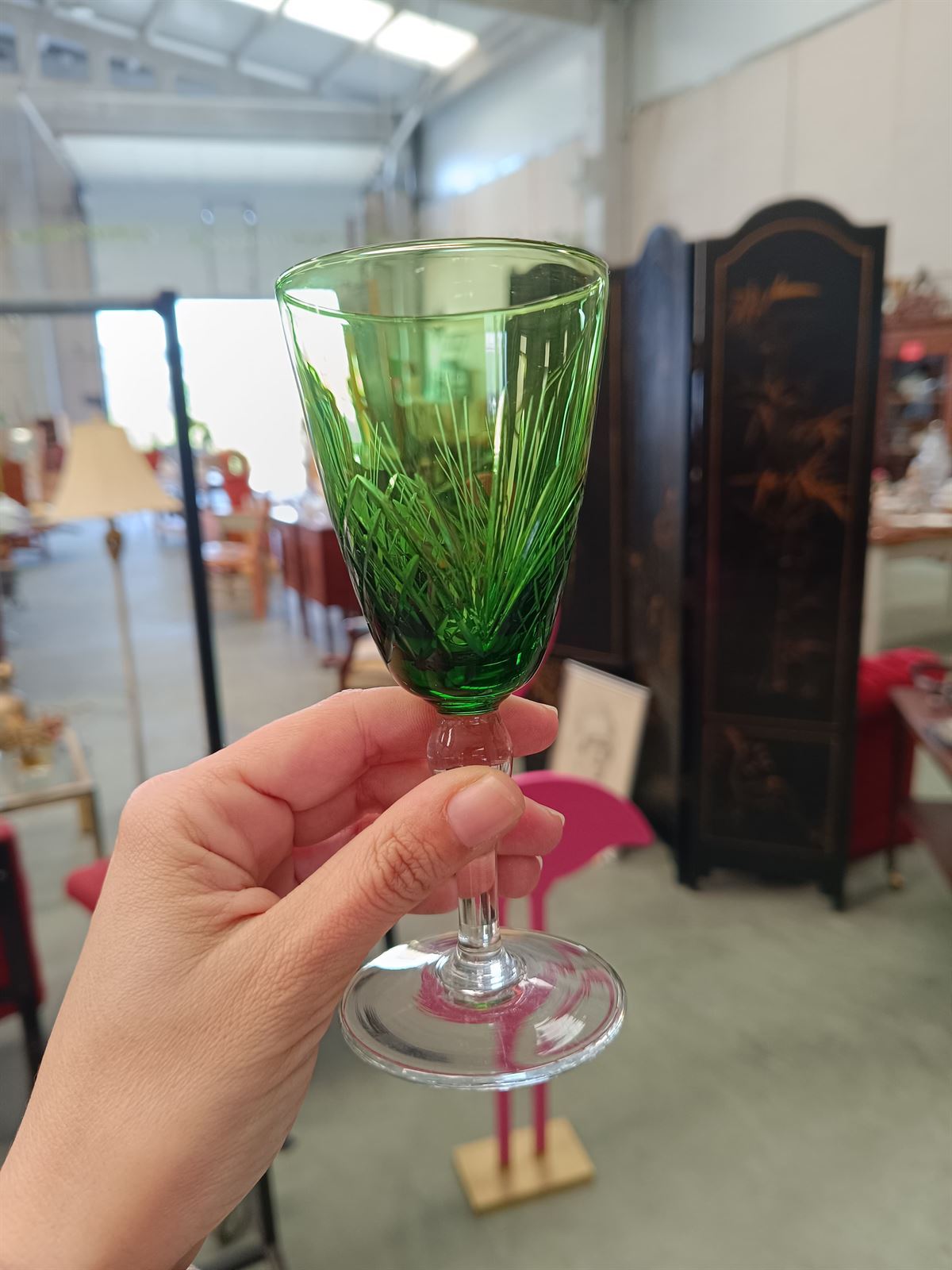 Juego de copas verdes años 70 - Imagen 2